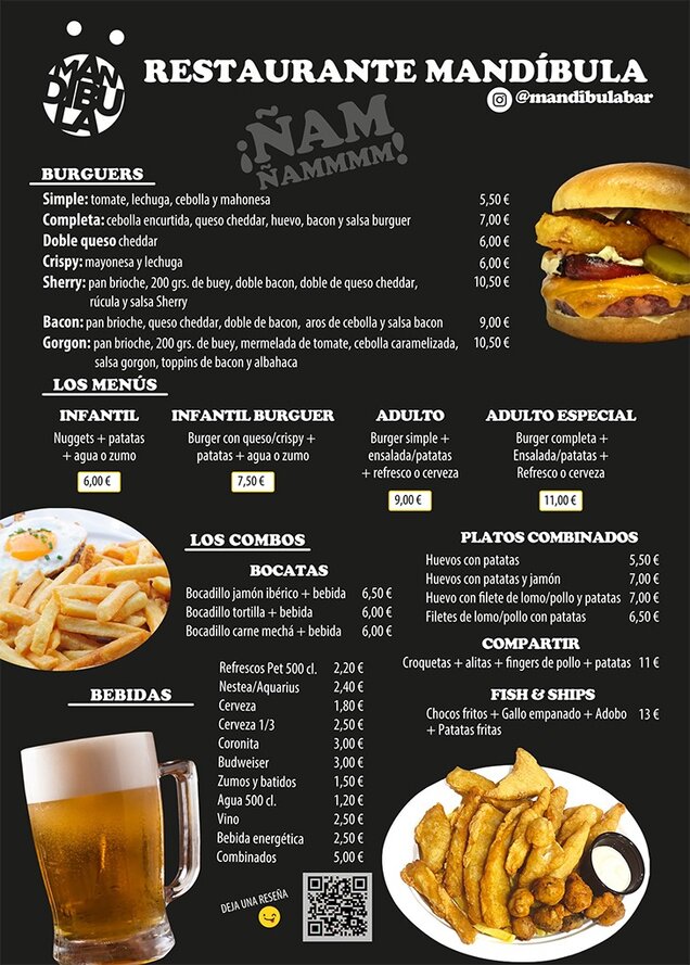 Carta Restaurante Mandíbula
