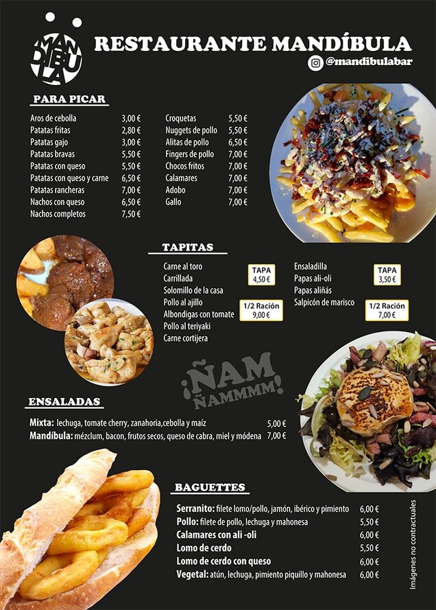Carta Restaurante Mandíbula
